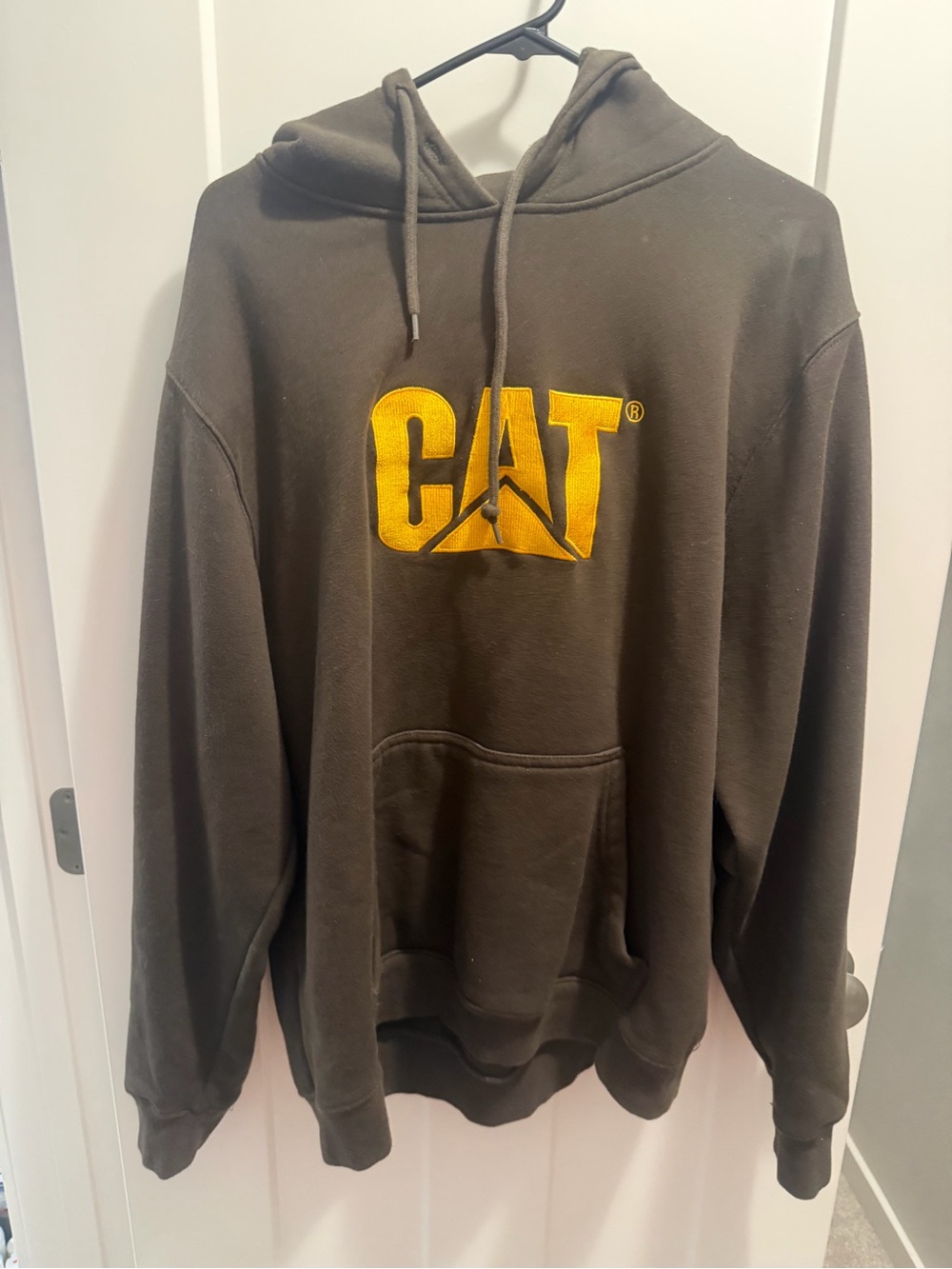 Caterpillar CAT Logo Brown Hoodie with Yellow Logo XL